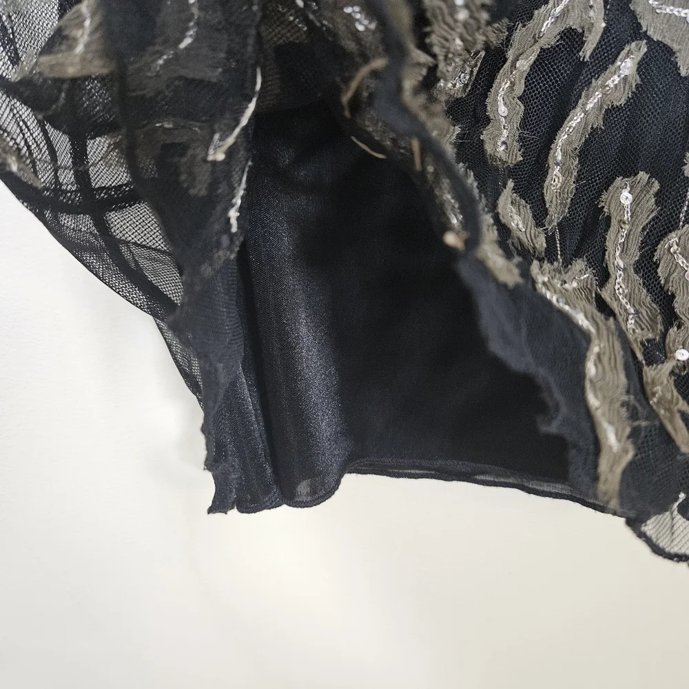 Avenue Montaigne Black and Silver Embellished Women's Top